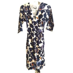 BOSS Dayena Floral Silk Wrap Dress with pockets Size 14